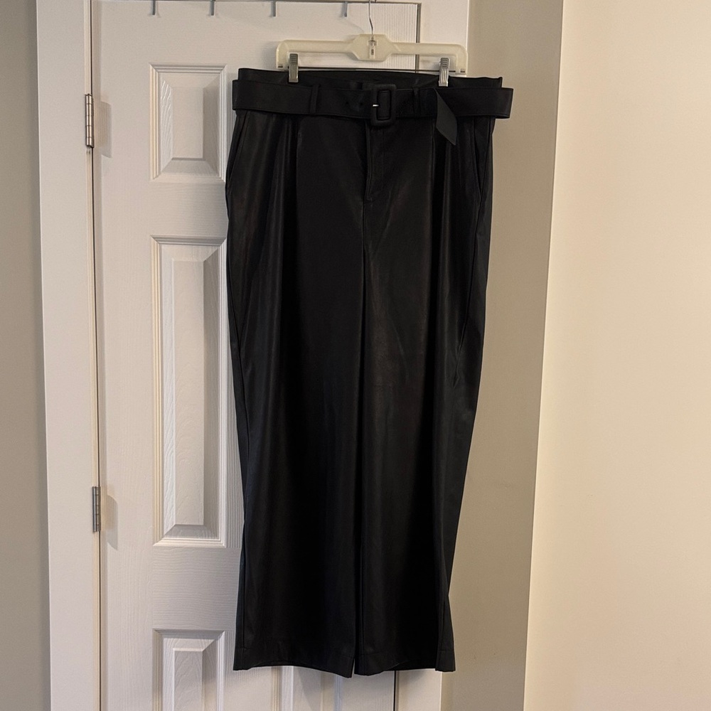 Black Pleather Wide Leg Pants
